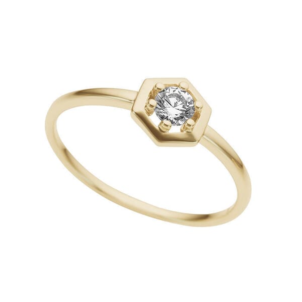 Gullring sekskant med zirkonia - BUR625183